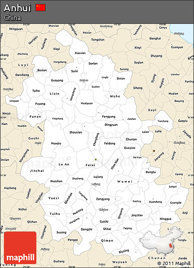 Classic Style Simple Map of Anhui