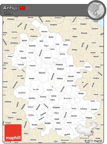 Classic Style Simple Map of Anhui