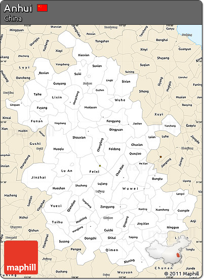 Classic Style Simple Map of Anhui