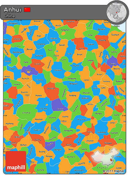 Political Simple Map of Anhui