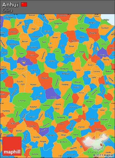 Political Simple Map of Anhui