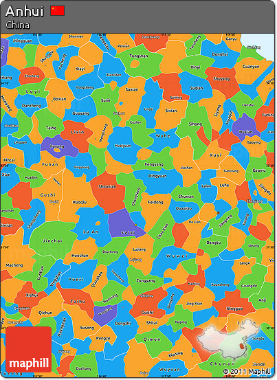 Political Simple Map of Anhui