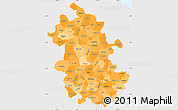 Political Shades Simple Map of Anhui, single color outside