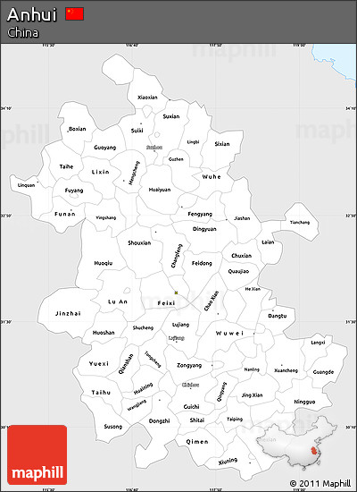 Silver Style Simple Map of Anhui, single color outside