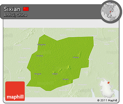 Physical 3D Map of Sixian, lighten