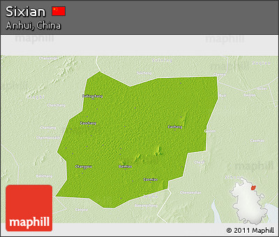 Physical 3D Map of Sixian, lighten