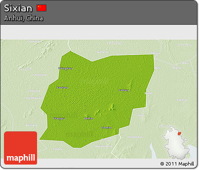 Physical 3D Map of Sixian, lighten