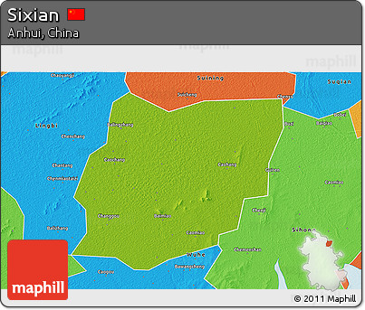 Physical 3D Map of Sixian, political outside