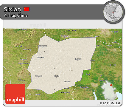 Shaded Relief 3D Map of Sixian, satellite outside