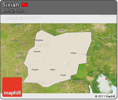 Shaded Relief 3D Map of Sixian, satellite outside