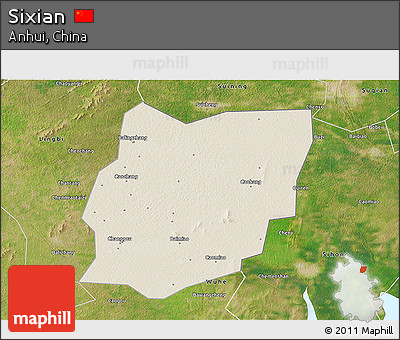 Shaded Relief 3D Map of Sixian, satellite outside