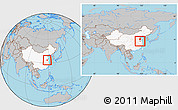 Gray Location Map of Sixian, highlighted country, within the entire country