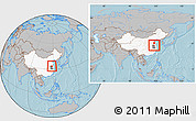 Gray Location Map of Sixian, highlighted country, highlighted parent region, within the entire country, hill shading
