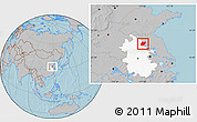 Gray Location Map of Sixian, highlighted parent region, hill shading