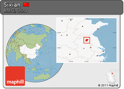 Savanna Style Location Map of Sixian, highlighted country
