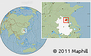 Savanna Style Location Map of Sixian, highlighted parent region, hill shading