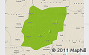 Physical Map of Sixian, shaded relief outside