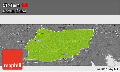 Physical Panoramic Map of Sixian, desaturated