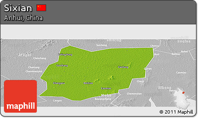 Physical Panoramic Map of Sixian, lighten, desaturated