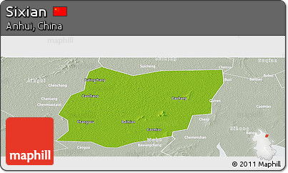 Physical Panoramic Map of Sixian, lighten, semi-desaturated