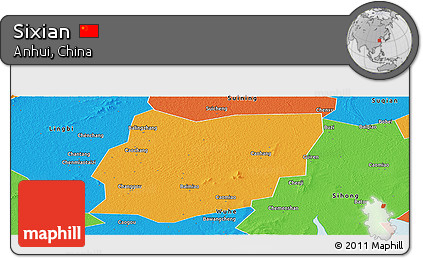Political Panoramic Map of Sixian