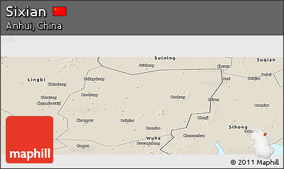 Shaded Relief Panoramic Map of Sixian