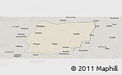 Shaded Relief Panoramic Map of Sixian, semi-desaturated