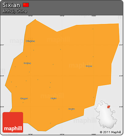 Political Simple Map of Sixian, single color outside