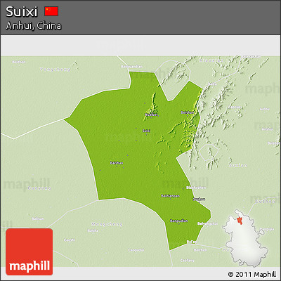 Physical 3D Map of Suixi, lighten