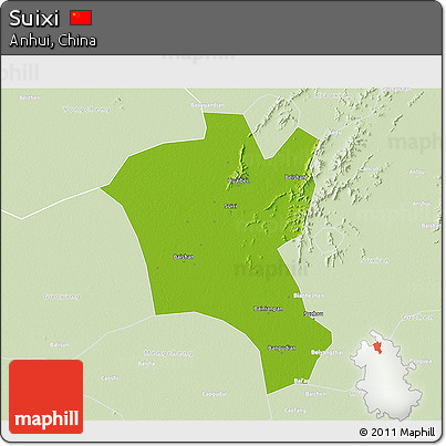 Physical 3D Map of Suixi, lighten