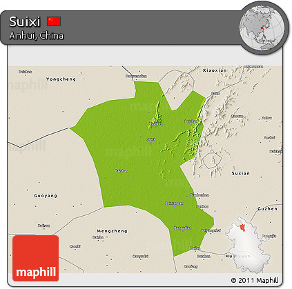 Physical 3D Map of Suixi, shaded relief outside