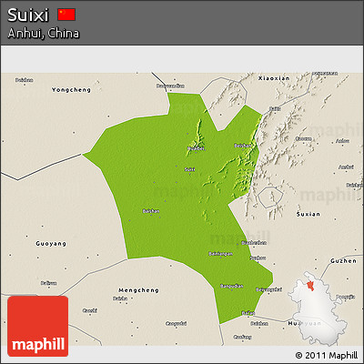 Physical 3D Map of Suixi, shaded relief outside