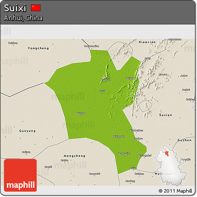 Physical 3D Map of Suixi, shaded relief outside