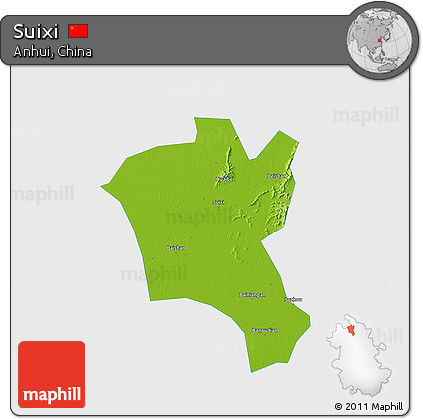 Physical 3D Map of Suixi, single color outside