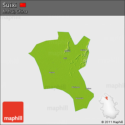 Physical 3D Map of Suixi, single color outside