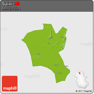 Physical 3D Map of Suixi, single color outside