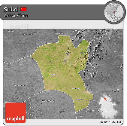 Satellite 3D Map of Suixi, desaturated