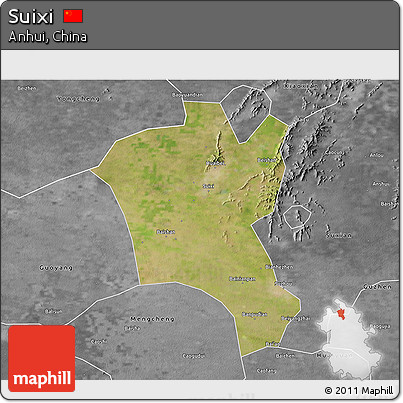 Satellite 3D Map of Suixi, desaturated