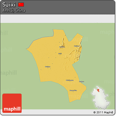 Savanna Style 3D Map of Suixi, single color outside