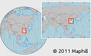 Gray Location Map of Suixi, highlighted parent region, within the entire country, hill shading