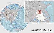 Gray Location Map of Suixi, highlighted parent region, hill shading