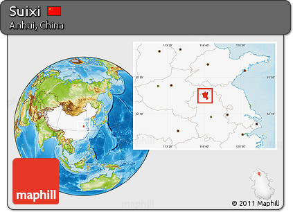 Physical Location Map of Suixi, highlighted country