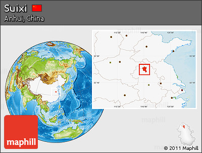 Physical Location Map of Suixi, highlighted country