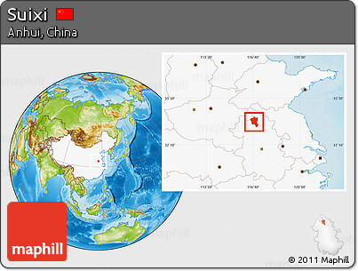 Physical Location Map of Suixi, highlighted country