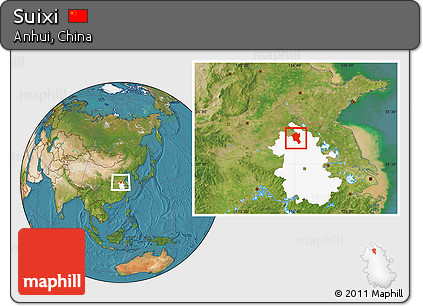 Satellite Location Map of Suixi, highlighted parent region