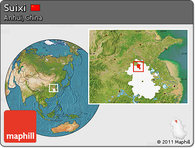 Satellite Location Map of Suixi, highlighted parent region