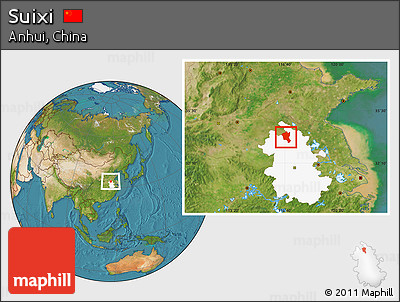 Satellite Location Map of Suixi, highlighted parent region