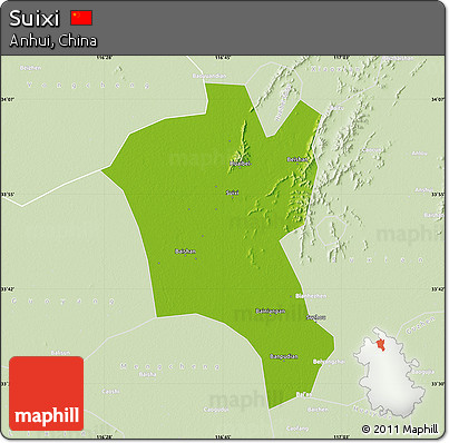 Physical Map of Suixi, lighten