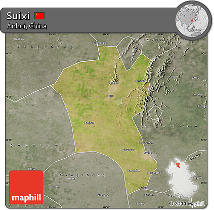 Satellite Map of Suixi, semi-desaturated