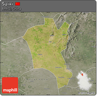 Satellite Map of Suixi, semi-desaturated